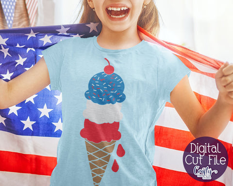 4th of July - Fourth of July - Ice Cream Cone - Independence Day SVG Crafty Mama Studios 