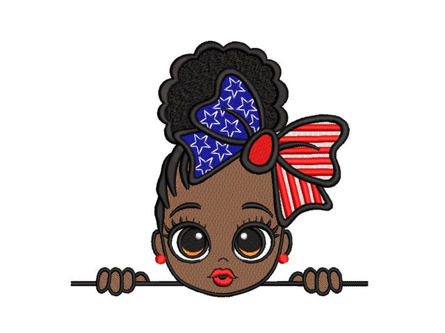 4th Of July Girl Embroidery Design, 3 sizes Embroidery/Applique DESIGNS Nino Nadaraia 