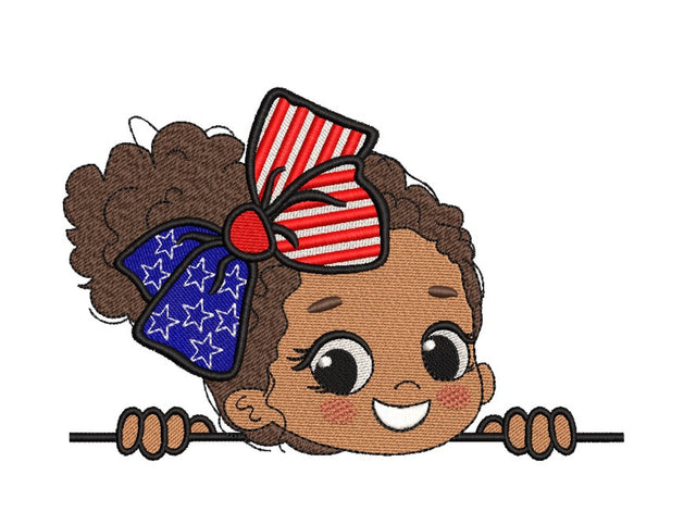 4th Of July Girl Embroidery Design, 3 sizes Embroidery/Applique DESIGNS Nino Nadaraia 
