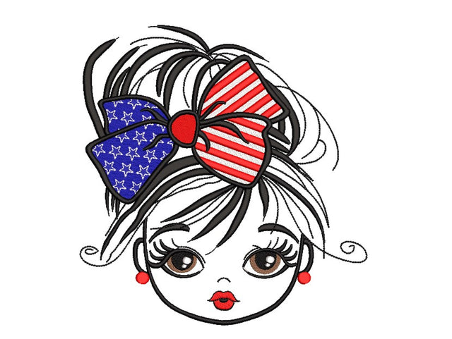 4th Of July Girl Embroidery Design, 4 sizes Embroidery/Applique DESIGNS Nino Nadaraia 