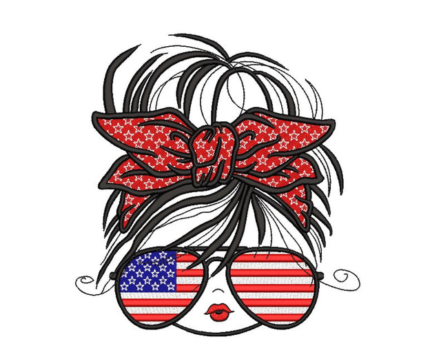 4th Of July Girl Embroidery Design, 4 sizes Embroidery/Applique DESIGNS Nino Nadaraia 