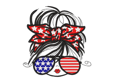 4th Of July Girl Embroidery Design, 5 sizes Embroidery/Applique DESIGNS Nino Nadaraia 
