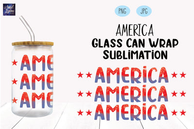 4th of July Glass Can Wrap | America Glass Can Wrap Sublimation Angel Lynne Designs 