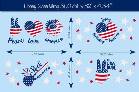 4th of July Glass Can wrap Bundle. Patriotic Glass Can, Beer Can Glass Wrap 16 oz. for Libbey Can Glass, Libbey Wrap SVG SVG Createya Design 