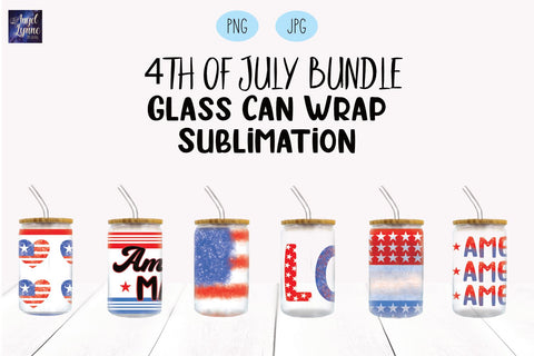 4th of July Glass Can Wrap Bundle | Patriotic Glass Wrap Sublimation Angel Lynne Designs 