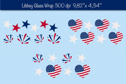 4th of July Glass Can wrap SVG. Patriotic Beer Glass Can Wrap 16 oz. for Libbey Can Glass SVG SVG Createya Design 