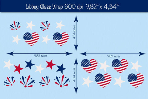 4th of July Glass Can wrap SVG. Patriotic Beer Glass Can Wrap 16 oz. for Libbey Can Glass SVG SVG Createya Design 