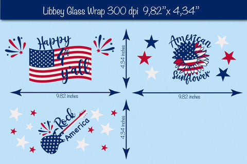 4th of July Glass Can wrap SVG. Patriotic Glass Can, Beer Can Glass Wrap 16 oz. for Libbey Can Glass SVG SVG Createya Design 
