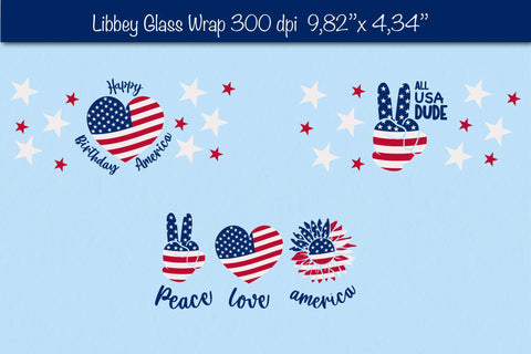 4th of July Glass Can wrap SVG. Patriotic Glass Can, Beer Can Glass Wrap 16 oz. for Libbey Can Glass SVG SVG Createya Design 