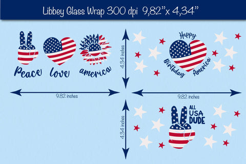 4th of July Glass Can wrap SVG. Patriotic Glass Can, Beer Can Glass Wrap 16 oz. for Libbey Can Glass SVG SVG Createya Design 