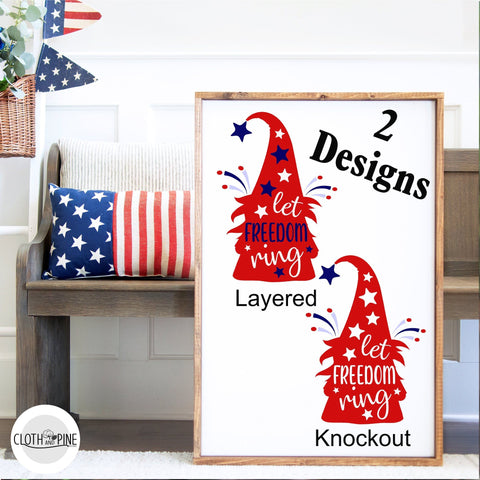 4th of July Gnome - 2 Designs SVG Cloth and Pine Designs 