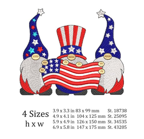 4th of July Gnomes Patriotic embroidery design. Embroidery/Applique DESIGNS ArtEMByNatalia 