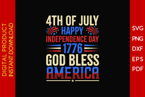 4th Of July Happy Independence Day 1776 God Bless America SVG PNG PDF Cut File SVG Creativedesigntee 