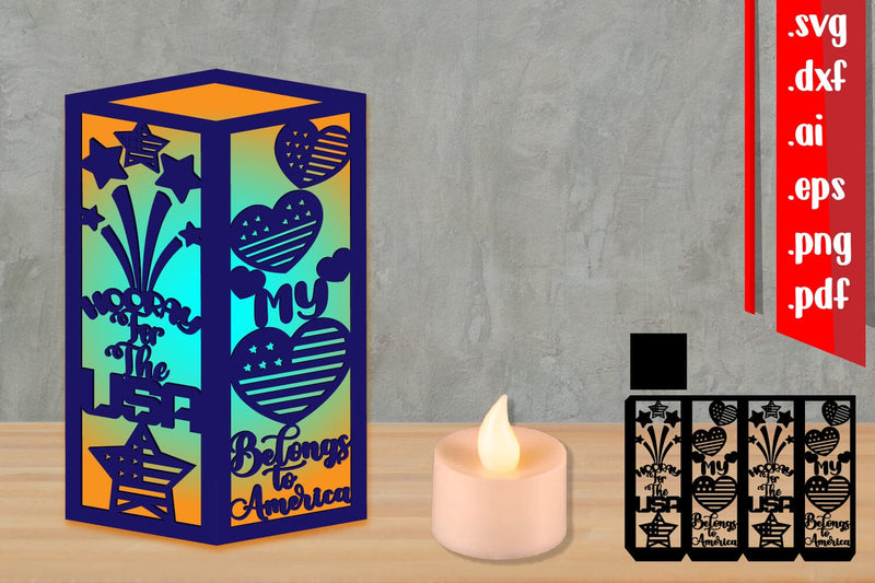 4th of July Lantern 2 Svg 3D Paper zafrans studio 