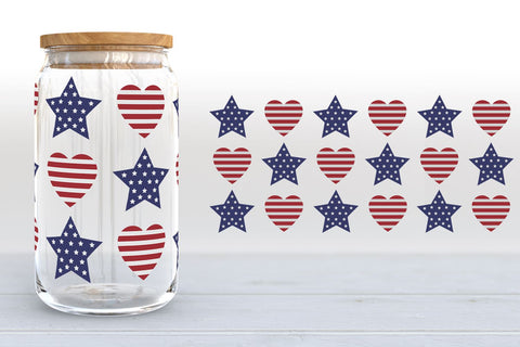 4th of July Libbey Glass Wraps | Patriotic Can Glass SVG Bundle SVG B Renee Design 