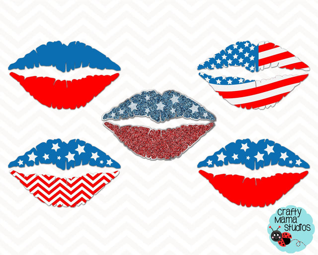 4th of July - Lips - Fourth of July Svg Bundle - America Kiss SVG Crafty Mama Studios 