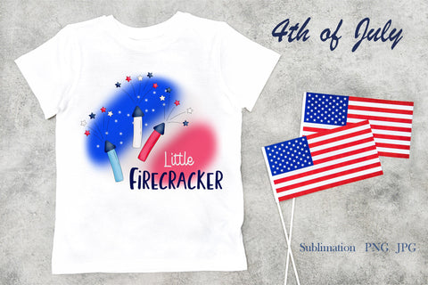 4th of July, Little Firecracker patriotic quote, sublimation Sublimation LuckyTurtleArt 