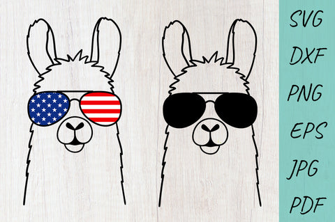 4th of july, LLAMA SVG Cut File, Llama in glasses SVG SVG Irina Ostapenko 