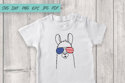4th of july, LLAMA SVG Cut File, Llama in glasses SVG SVG Irina Ostapenko 