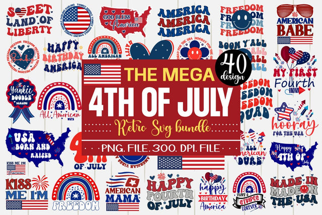 4th Of July Mega png Bundle - 40 Design 4th Of July Bundle Sublimation designmaster24 