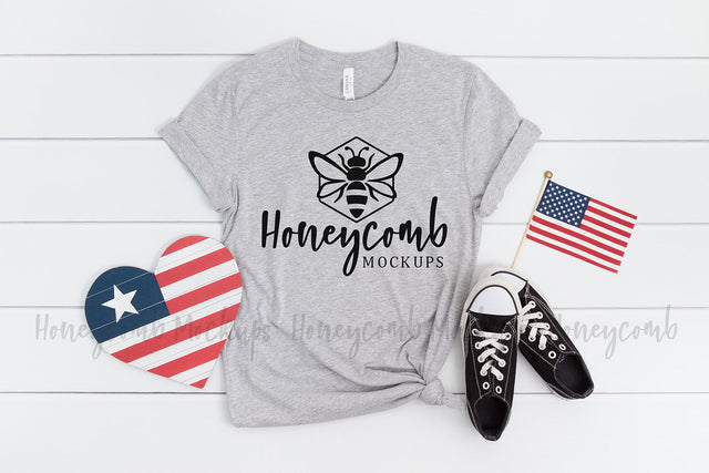 4th of July Mockup, Athletic Heather 3001 Mockup, Women's Shirt Mockup, Bella Canvas Mockup, Patriotic Mockup Mock Up Photo Honeycomb Mockups 