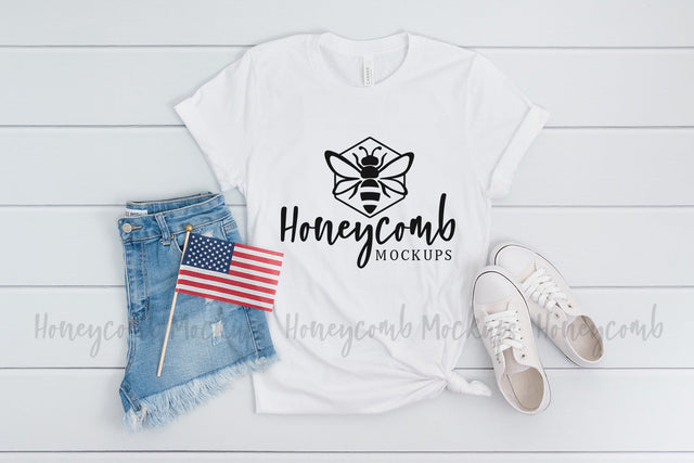 4th of July Mockup, Bella Canvas 3001 White Mockup Mock Up Photo Honeycomb Mockups 