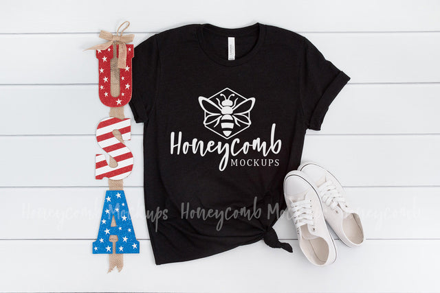 4th of July Mockup, Heather Black 3001 Mockup, Bella Canvas Mockup Mock Up Photo Honeycomb Mockups 