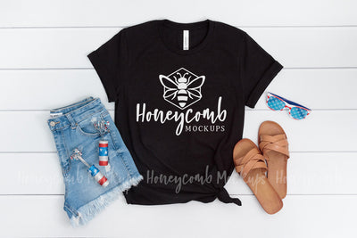4th of July Mockup, Heather Black Bella Canvas 3001 Mockup Patriotic Mockup Mock Up Photo Honeycomb Mockups 