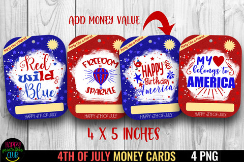 4th of July Money Card Holder- Printable Money Card PNG SVG Happy Printables Club 