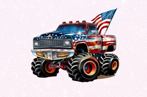 4th of July Monster Truck Clipart Sublimation Regulrcrative 