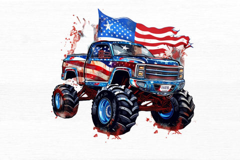 4th of July Monster Truck Clipart Sublimation Regulrcrative 