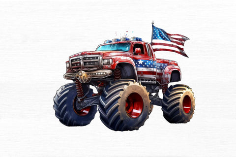 4th of July Monster Truck Clipart Sublimation Regulrcrative 