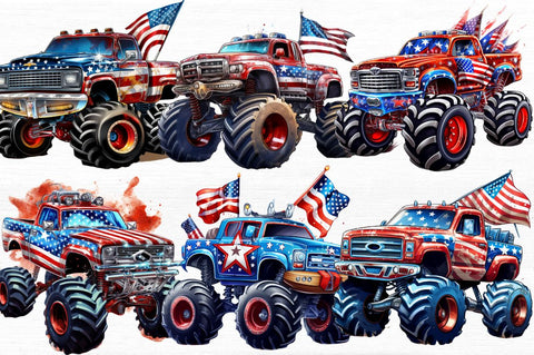 4th of July Monster Truck Clipart Sublimation Regulrcrative 