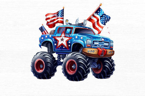 4th of July Monster Truck Clipart Sublimation Regulrcrative 