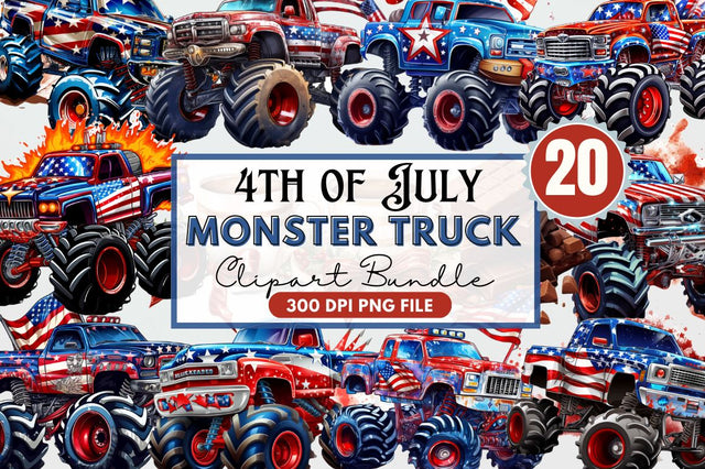 4th of July Monster Truck Clipart Sublimation Regulrcrative 