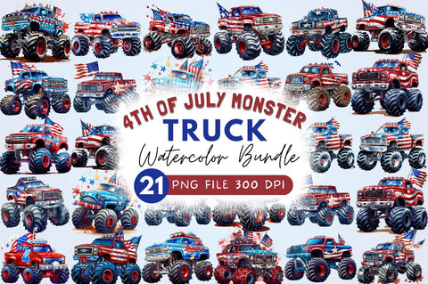 4th of July Monster Truck Sublimation Sublimation Regulrcrative 
