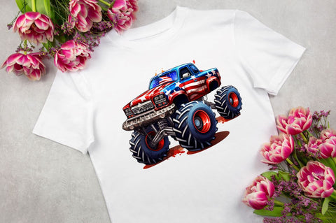 4th of July Monster Truck Sublimation Sublimation Regulrcrative 