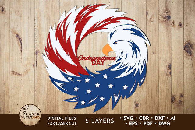 4th of JULY Multilayer Laser Cut Files, Mandala, Round Sign SVG SVG LaserCutano 
