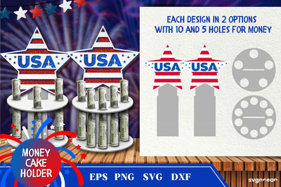 4th of July Patriotic Star Money Cake Holder | Layered SVG SVG SvgOcean 