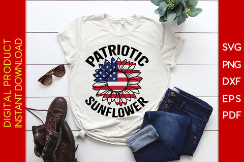 4th Of July Patriotic Sunflower SVG PNG PDF Cut File SVG Creativedesigntee 