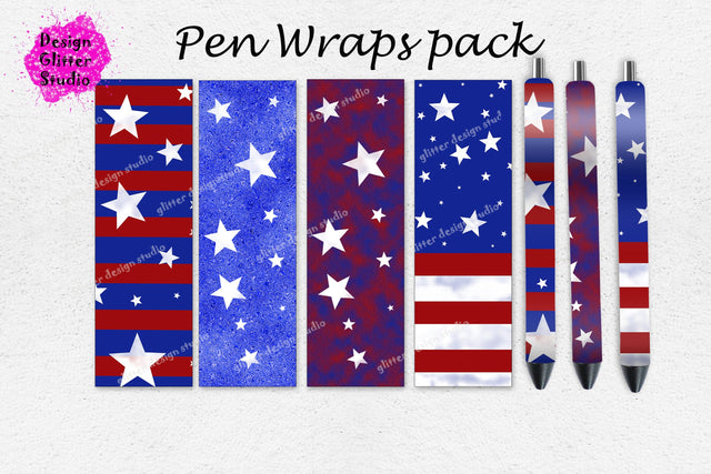 4th of July Pen Wrap pack,USA flag Pen Wrap,Patriotic Pen Wrap, Epoxy Pen Wrap, Pen Wrap Glitter,Pen Template Decal, Red White Blue Pen Wrap Sublimation ArtStudio 