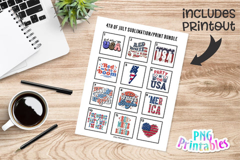 4th of July png Bundle - Fourth of July png - Print File - July 4th Sublimation Design - Patriotic png - Digital Download Sublimation Svg Cuttables 