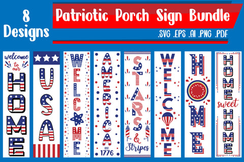 4th of July Porch Sign Bundle - svg eps ai png pdf SVG zafrans studio 
