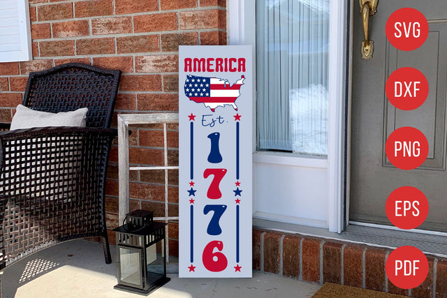 4th of July Porch Sign SVG, America Est. 1776 SVG CraftLabSVG 