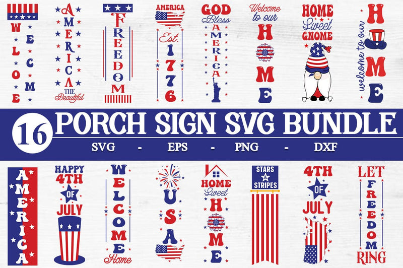 4th of July Porch Sign SVG Bundle SVG Svgcraft 