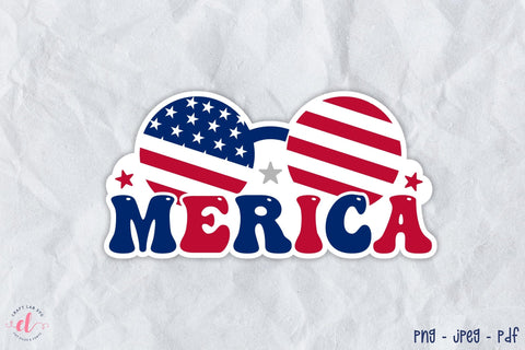 4th of July Printable Sticker - Merica PNG Sublimation CraftLabSVG 