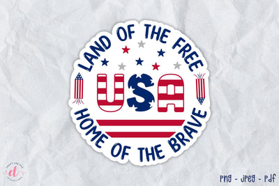 4th of July Printable Sticker - USA PNG Sublimation CraftLabSVG 