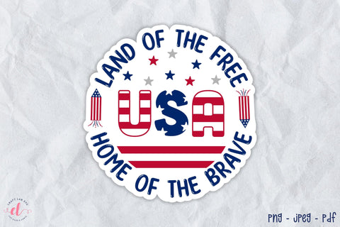 4th of July Printable Sticker - USA PNG Sublimation CraftLabSVG 