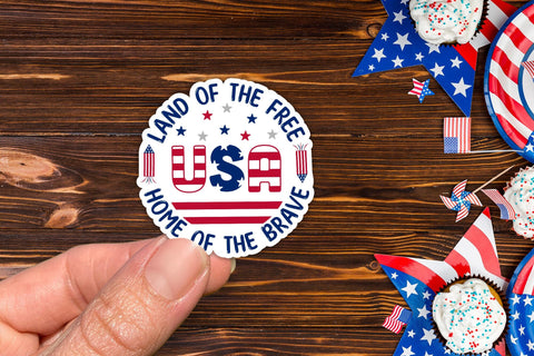 4th of July Printable Sticker - USA PNG Sublimation CraftLabSVG 