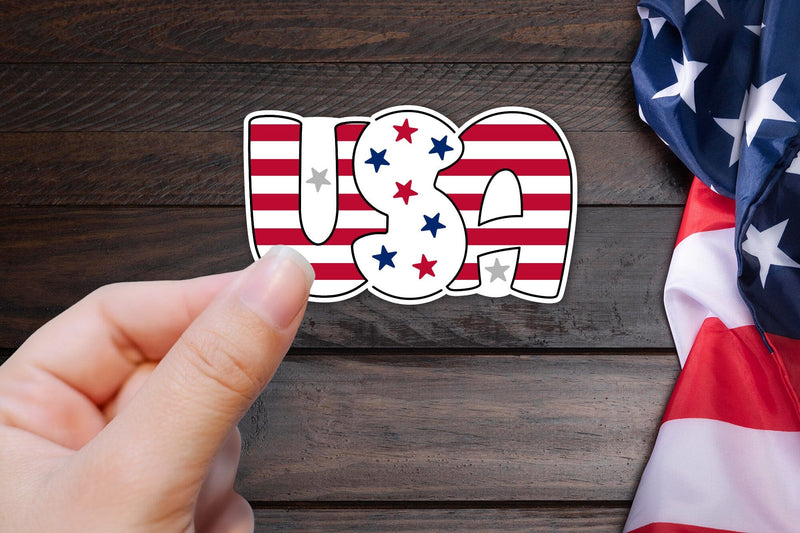 4th of July Printable Sticker, USA PNG - So Fontsy